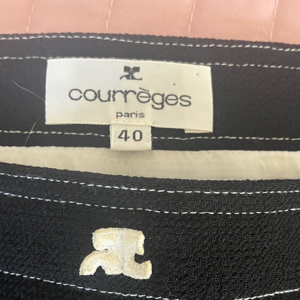 Courrèges Paris black wool a line skirt France luxury designer sz 40 (10)
